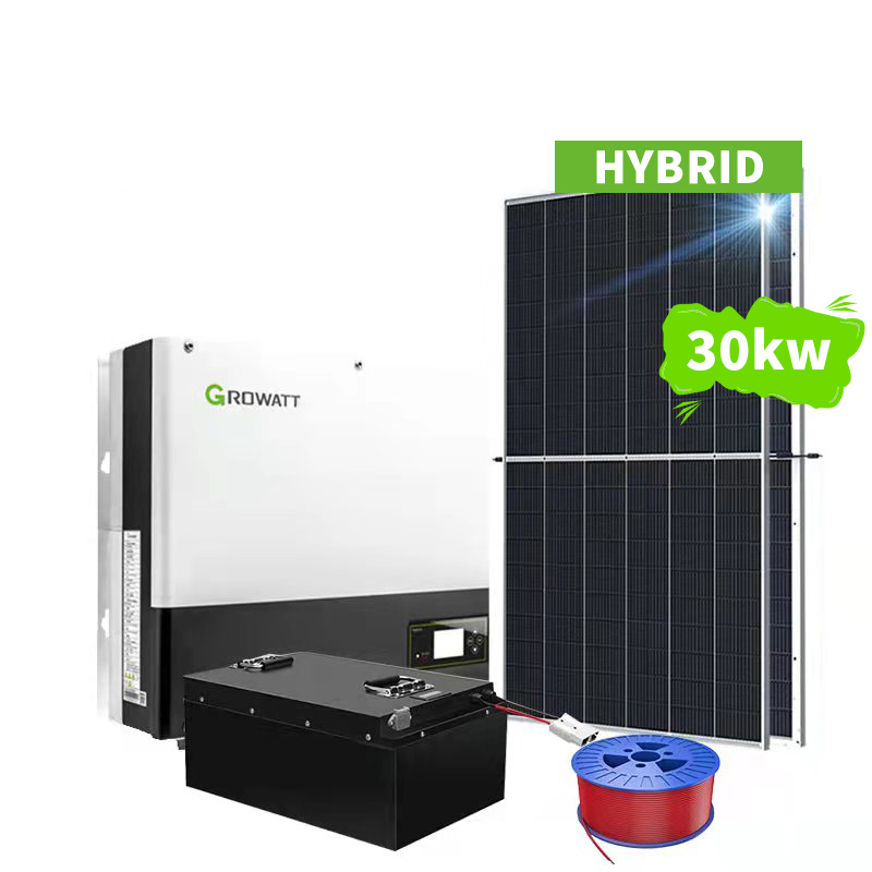 Conjunto completo de sistema de energia solar híbrido 30KW para uso comercial -Koodsun