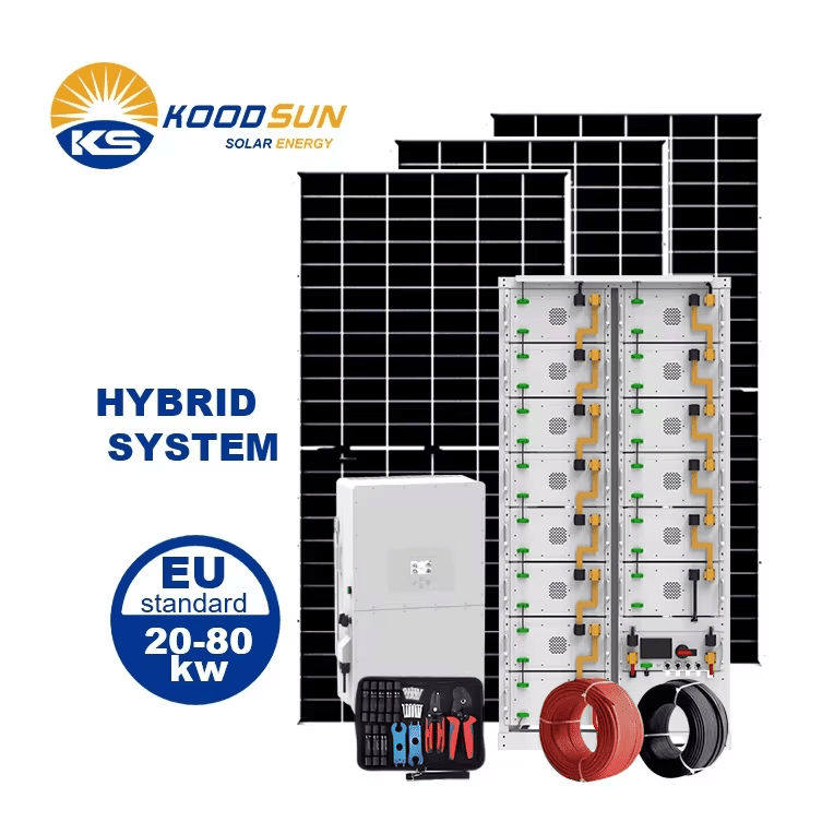 In Stock High Voltage Hybrid Solar Energy System Set 20-80kW 3Phase Commercial Hybrid Solar Power System -Koodsun